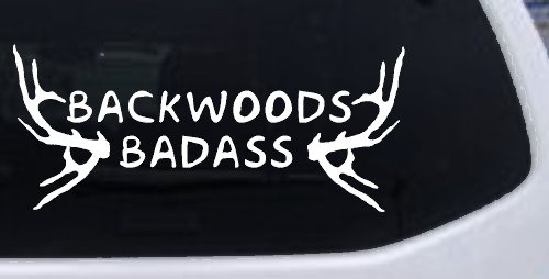 Backwoods Badass with Deer Horns Country Car or Truck Window Decal Sticker
