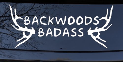 Backwoods Badass with Deer Horns Country Car or Truck Window Decal Sticker