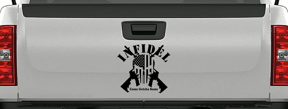 Infidel Come get You Some Punisher American US Flag AR 15 Military Car or Truck Window Decal Sticker
