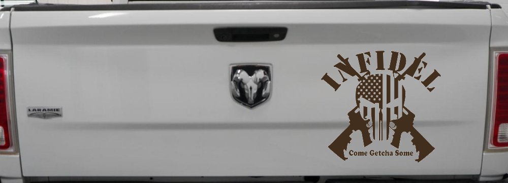 Infidel Come get You Some Punisher American US Flag AR 15 Military Car or Truck Window Decal Sticker