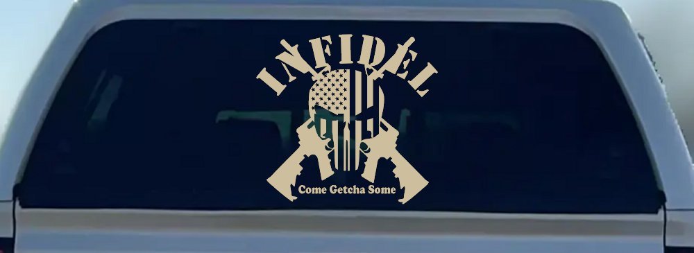 Infidel Come get You Some Punisher American US Flag AR 15 Military Car or Truck Window Decal Sticker
