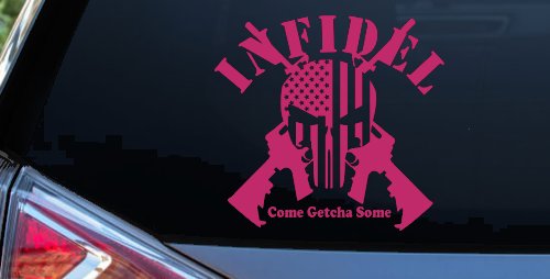 Infidel Come get You Some Punisher American US Flag AR 15 Military Car or Truck Window Decal Sticker