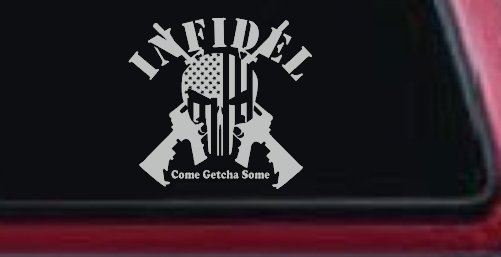 Infidel Come get You Some Punisher American US Flag AR 15 Military Car or Truck Window Decal Sticker