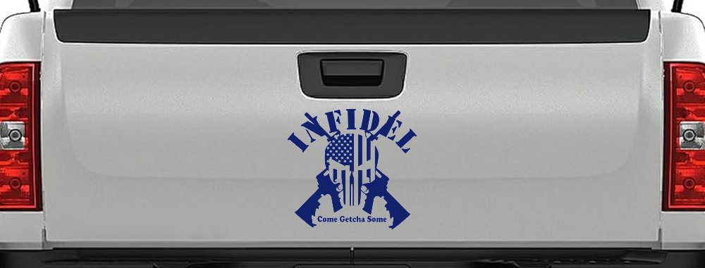 Infidel Come get You Some Punisher American US Flag AR 15 Military Car or Truck Window Decal Sticker