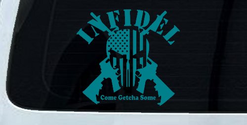 Infidel Come get You Some Punisher American US Flag AR 15 Military Car or Truck Window Decal Sticker