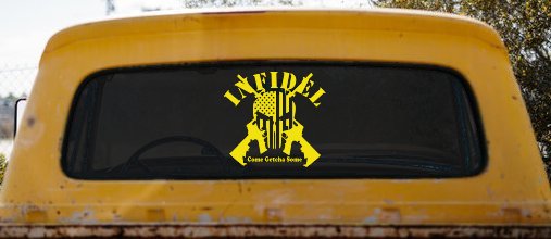 Infidel Come get You Some Punisher American US Flag AR 15 Military Car or Truck Window Decal Sticker