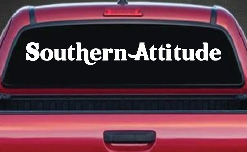 Southern Attitude Country Car or Truck Window Vinyl Decal Sticker (White)