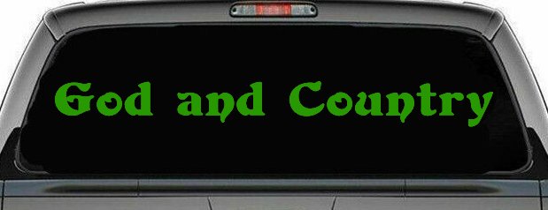God and Country Christian Car or Truck Window Decal Sticker (Lime)
