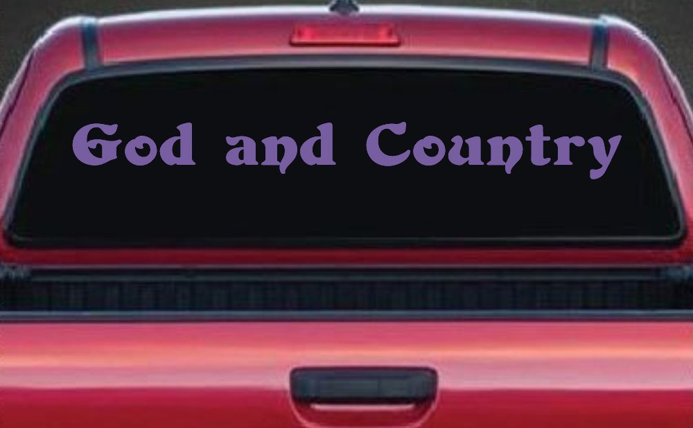 God and Country Christian Car or Truck Window Decal Sticker (Purple)