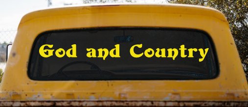 God and Country Christian Car or Truck Window Vinyl Decal Sticker (Yellow)