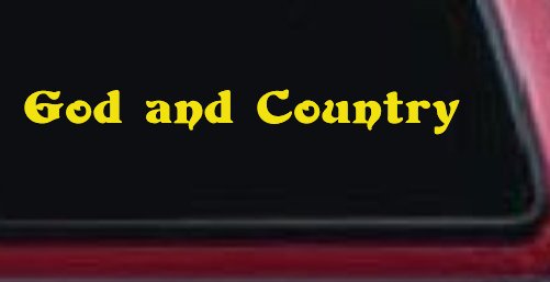 God and Country Christian Car or Truck Window Decal Sticker (Yellow)