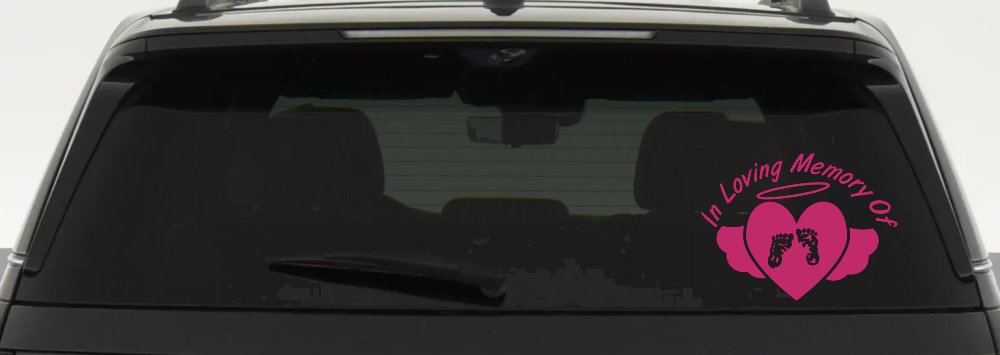 In Loving Memory Of Baby Heart Wings Car or Truck Window Vinyl Decal Sticker (Hot Pink)