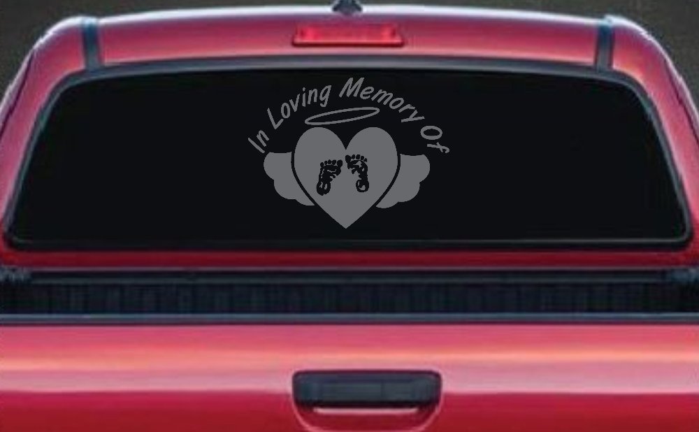 In Loving Memory Of Baby Heart Wings Car or Truck Window Decal Sticker (Silver)