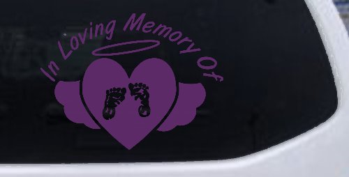 In Loving Memory Of Baby Heart Wings Car or Truck Window Decal Sticker (Violet)
