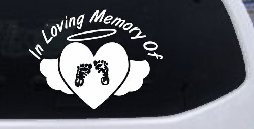 In Loving Memory Of Baby Heart Wings Car or Truck Window Decal Sticker (White)