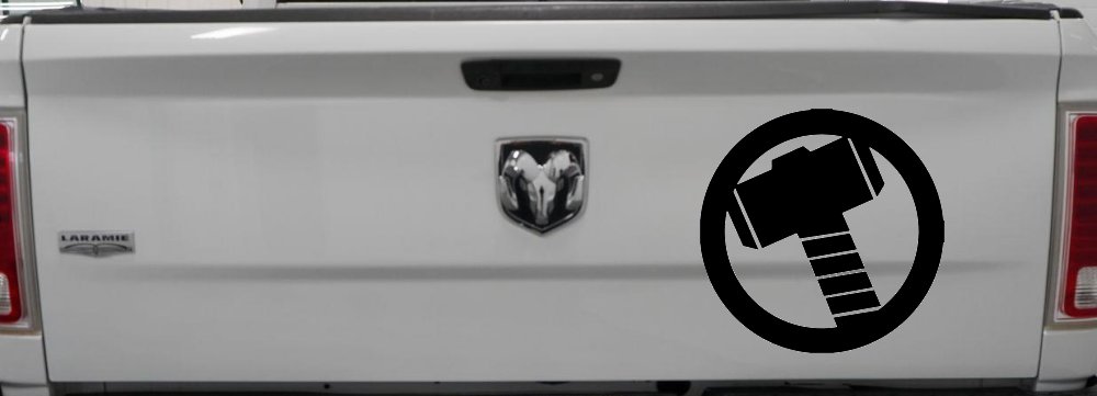 Thor Hammer Sci Fi Car or Truck Window Vinyl Decal Sticker (Black)