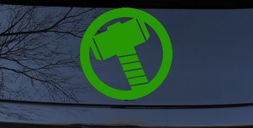Thor Hammer Sci Fi Car or Truck Window Decal Sticker (Lime)