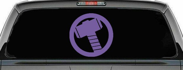 Thor Hammer Sci Fi Car or Truck Window Decal Sticker (Purple)