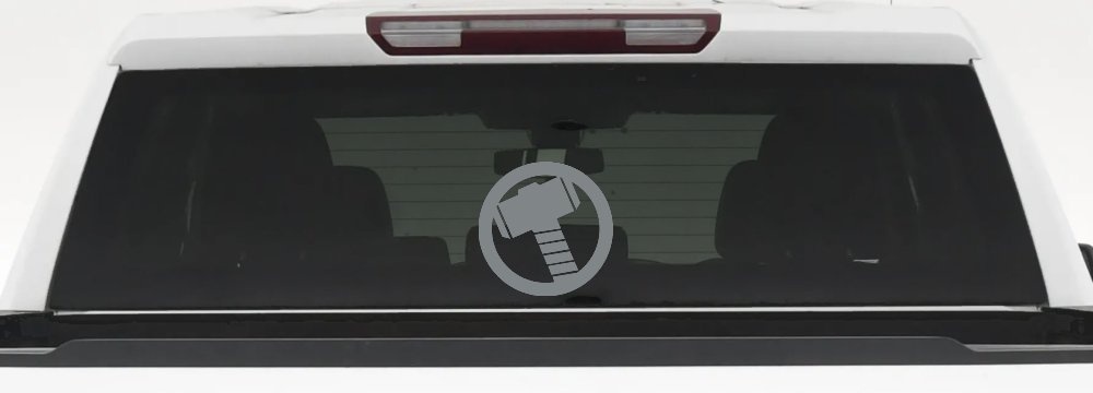 Thor Hammer Sci Fi Car or Truck Window Decal Sticker (Telegrey)