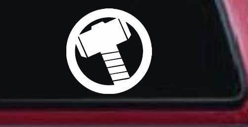 Thor Hammer Sci Fi Car or Truck Window Vinyl Decal Sticker (White)