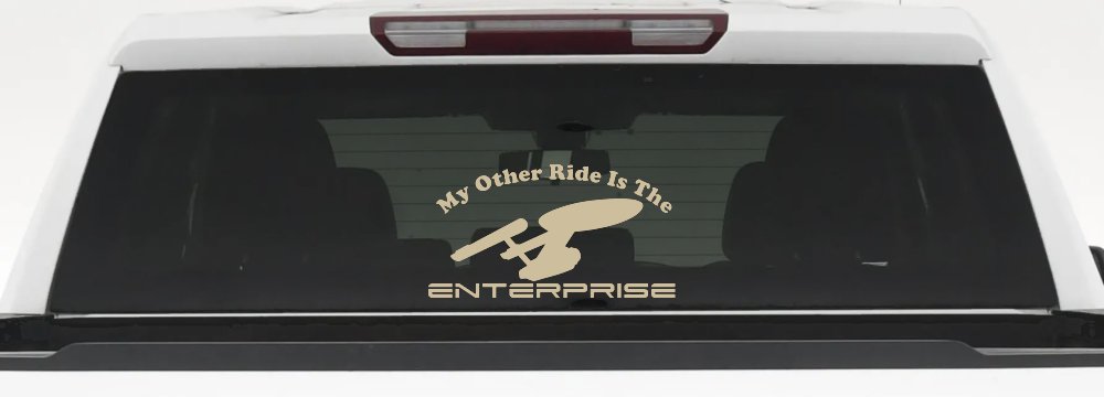 My Other Ride Is The Enterprise Car or Truck Window Decal Sticker (Desert Sand)
