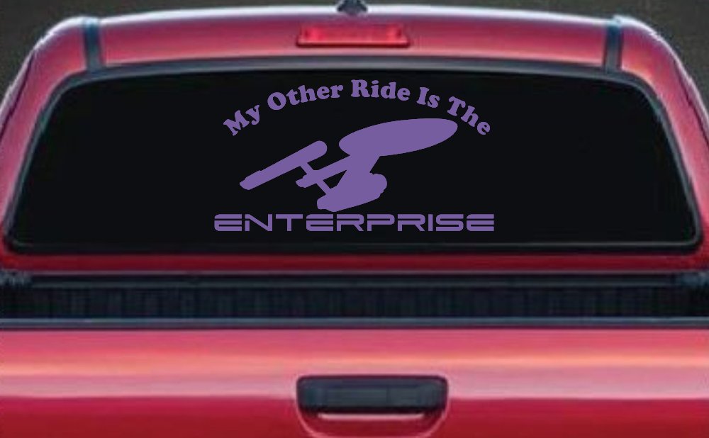 My Other Ride Is The Enterprise Car or Truck Window Decal Sticker (Purple)
