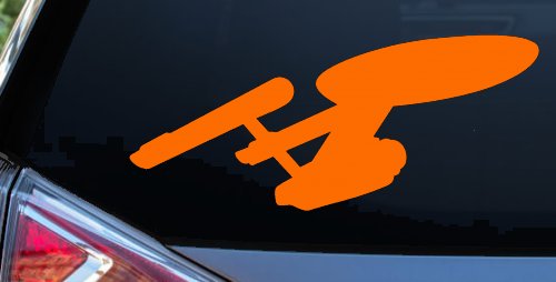 Enterprise Sci Fi Car or Truck Window Vinyl Decal Sticker (Orange)