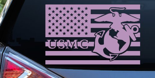 US American Flag USMC Marines Military Car or Truck Window Decal Sticker (Lilac)