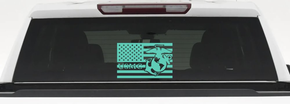 US American Flag USMC Marines Military Car or Truck Window Vinyl Decal Sticker (Mint)