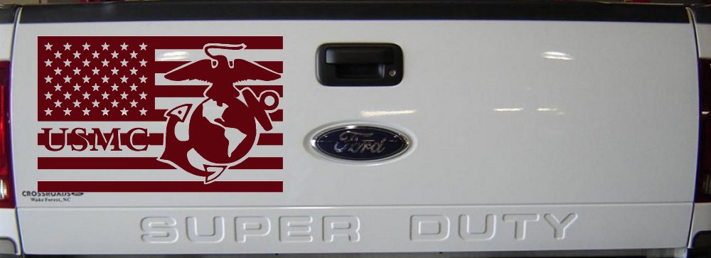 US American Flag USMC Marines Military Car or Truck Window Decal Sticker (Purple Red)
