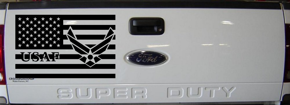 US American Flag Air Force USAF Military Car or Truck Window Decal Sticker (Black)