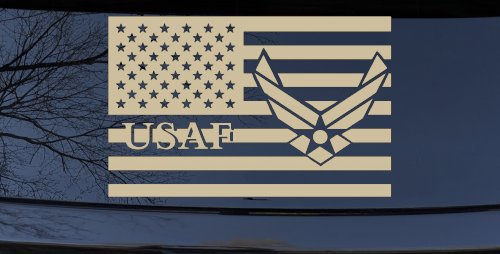 US American Flag Air Force USAF Military Car or Truck Window Decal Sticker (Desert Sand)