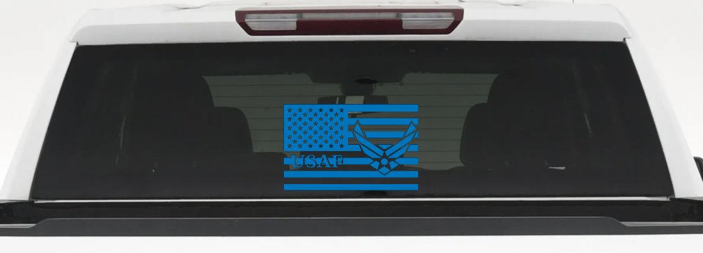 US American Flag Air Force USAF Military Car or Truck Window Decal Sticker (Sky Blue)