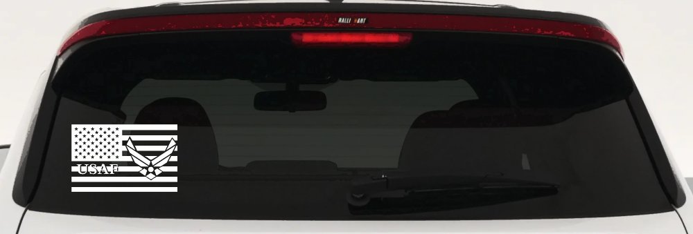 US American Flag Air Force USAF Military Car or Truck Window Decal Sticker (White)