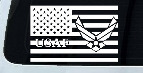 US American Flag Air Force USAF Military Car or Truck Window Decal Sticker (White)
