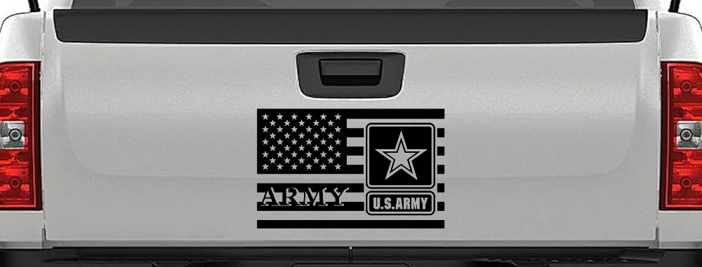 US American Flag Army Military Car or Truck Window Decal Sticker (Black)
