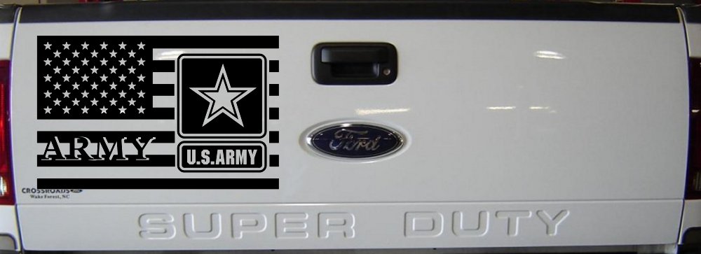 US American Flag Army Military Car or Truck Window Vinyl Decal Sticker (Black)