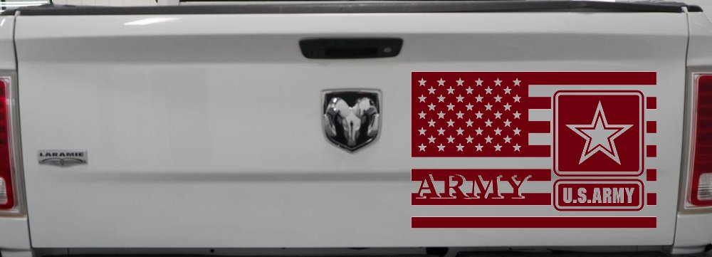 US American Flag Army Military Car or Truck Window Decal Sticker (Burgundy)