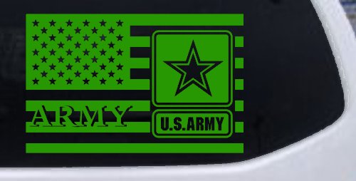 US American Flag Army Military Car or Truck Window Decal Sticker (Lime)
