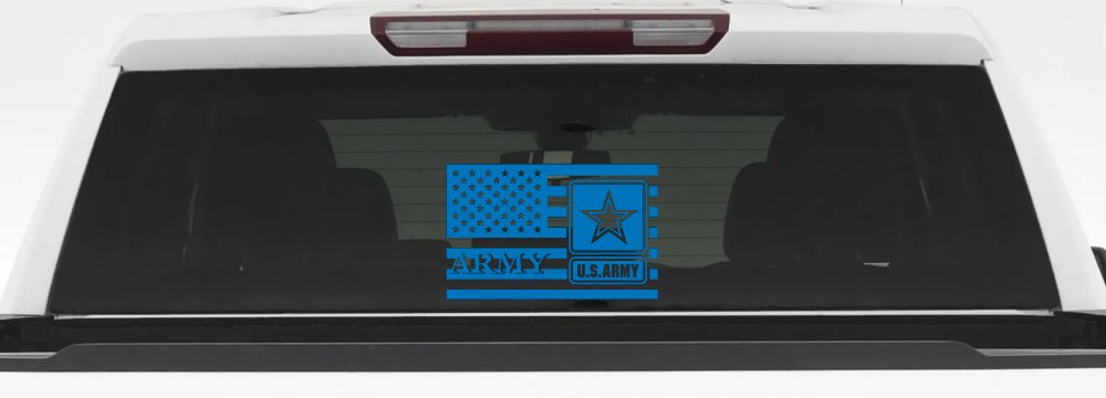 US American Flag Army Military Car or Truck Window Decal Sticker (Sky Blue)