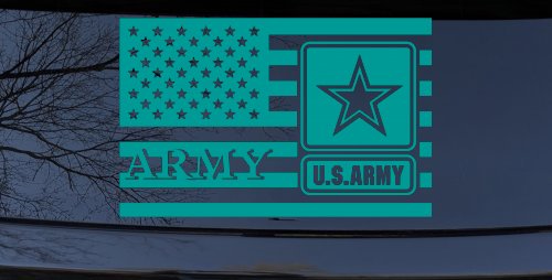 US American Flag Army Military Car or Truck Window Decal Sticker (Turquoise)