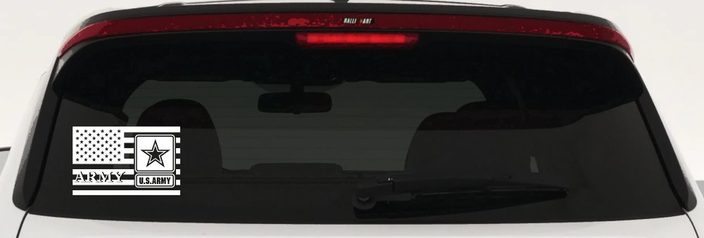 US American Flag Army Military Car or Truck Window Decal Sticker (White)