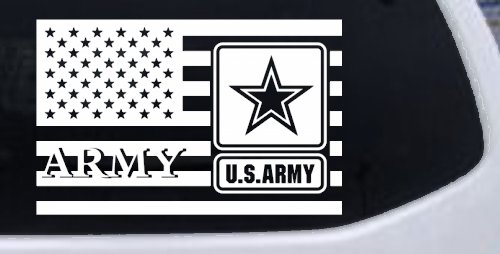 US American Flag Army Military Car or Truck Window Decal Sticker (White)