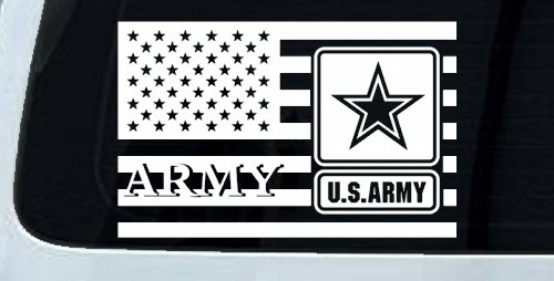 US American Flag Army Military Car or Truck Window Decal Sticker (White)