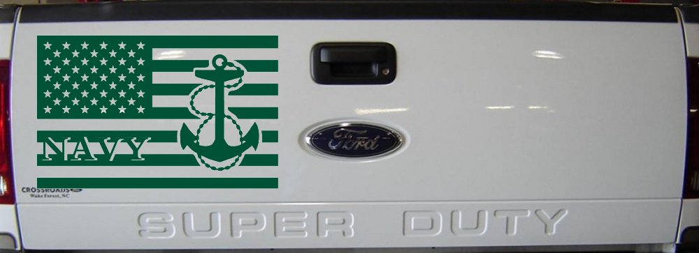 US American Flag US Navy Military Car or Truck Window Decal Sticker (Dark Green)