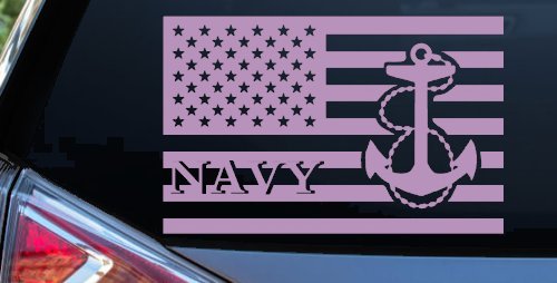US American Flag US Navy Military Car or Truck Window Decal Sticker (Lilac)