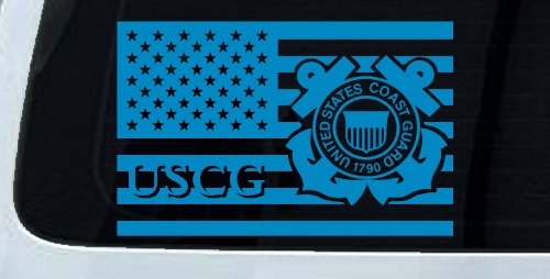 US American Flag Coast Guard Military Car or Truck Window Decal Sticker (Blue)