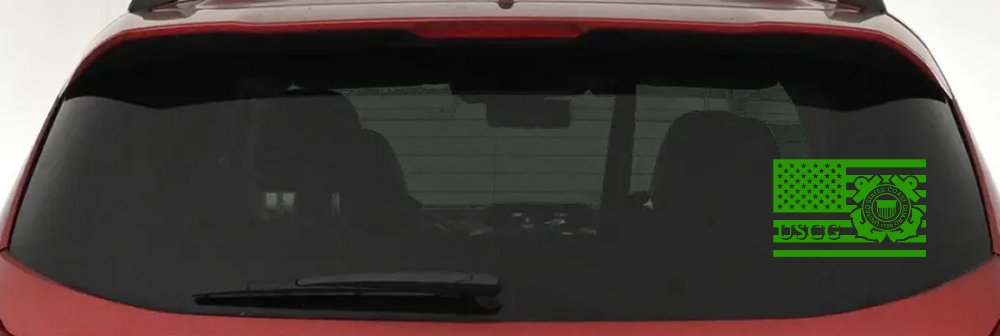 US American Flag Coast Guard Military Car or Truck Window Decal Sticker (Lime)