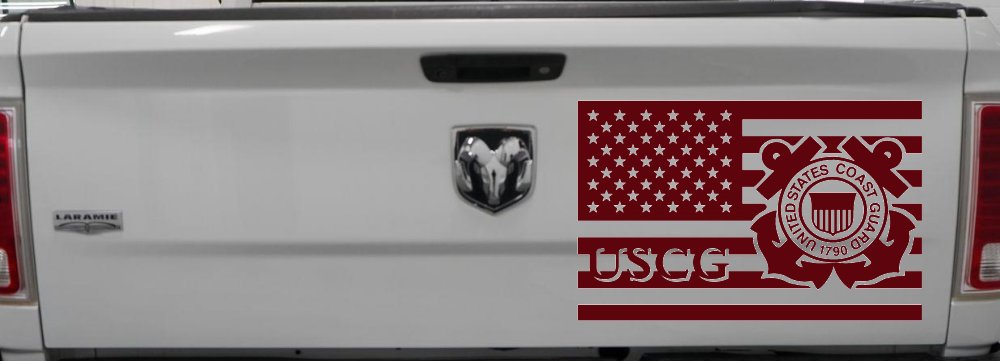US American Flag Coast Guard Military Car or Truck Window Decal Sticker (Purple Red)