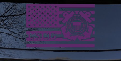 US American Flag Coast Guard Military Car or Truck Window Vinyl Decal Sticker (Violet)